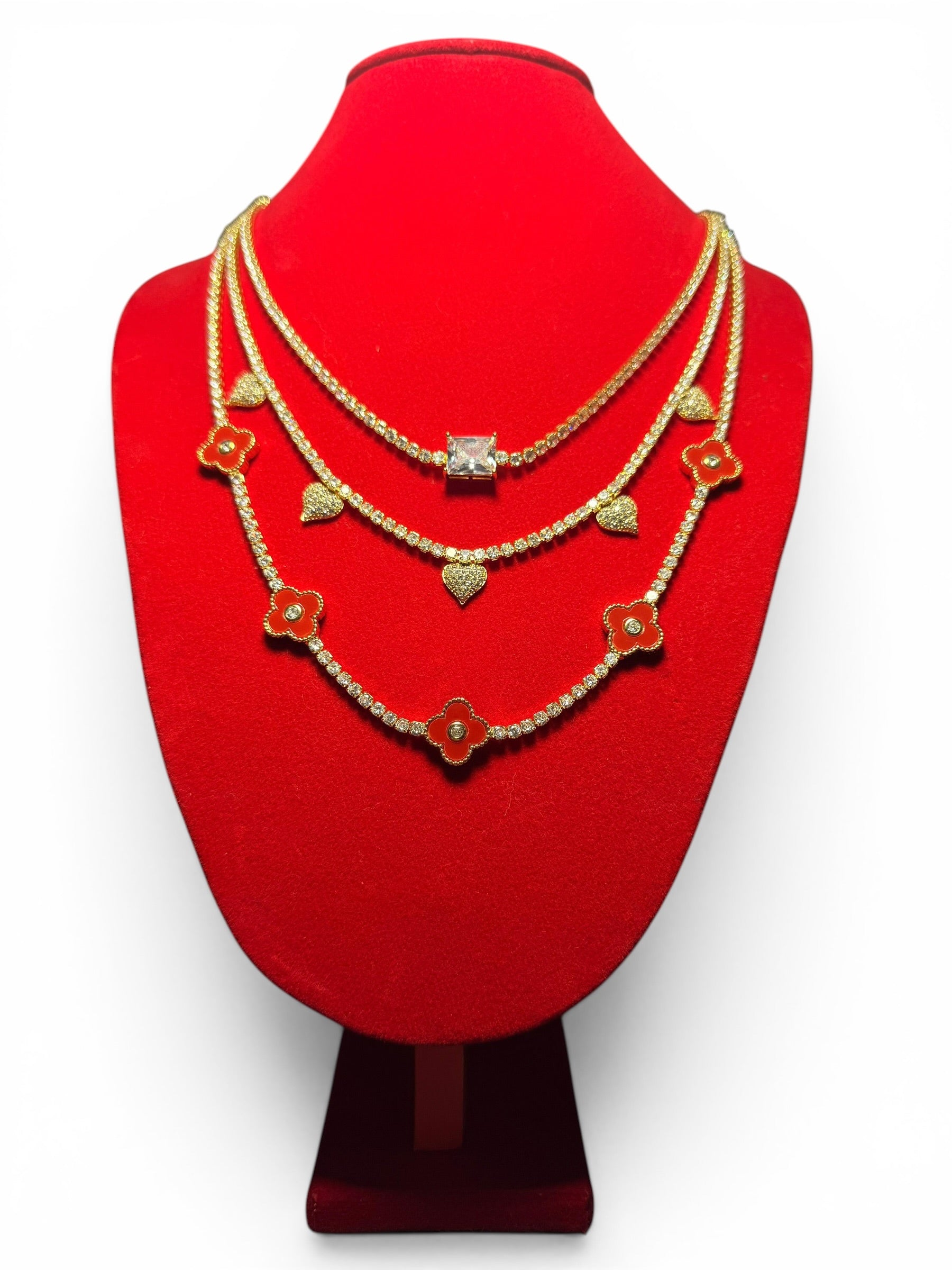 Lote de oro goldfield 18k - 3 cadenas tenis con brillantes