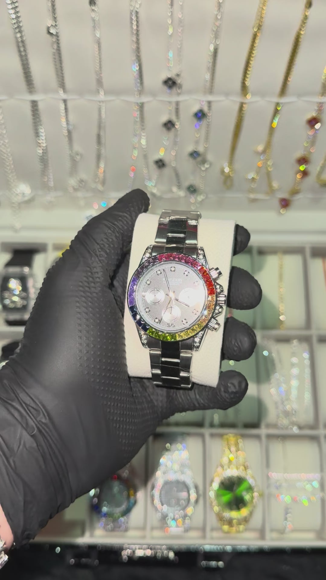 Reloj de hombre con brillos color tipo RLEX