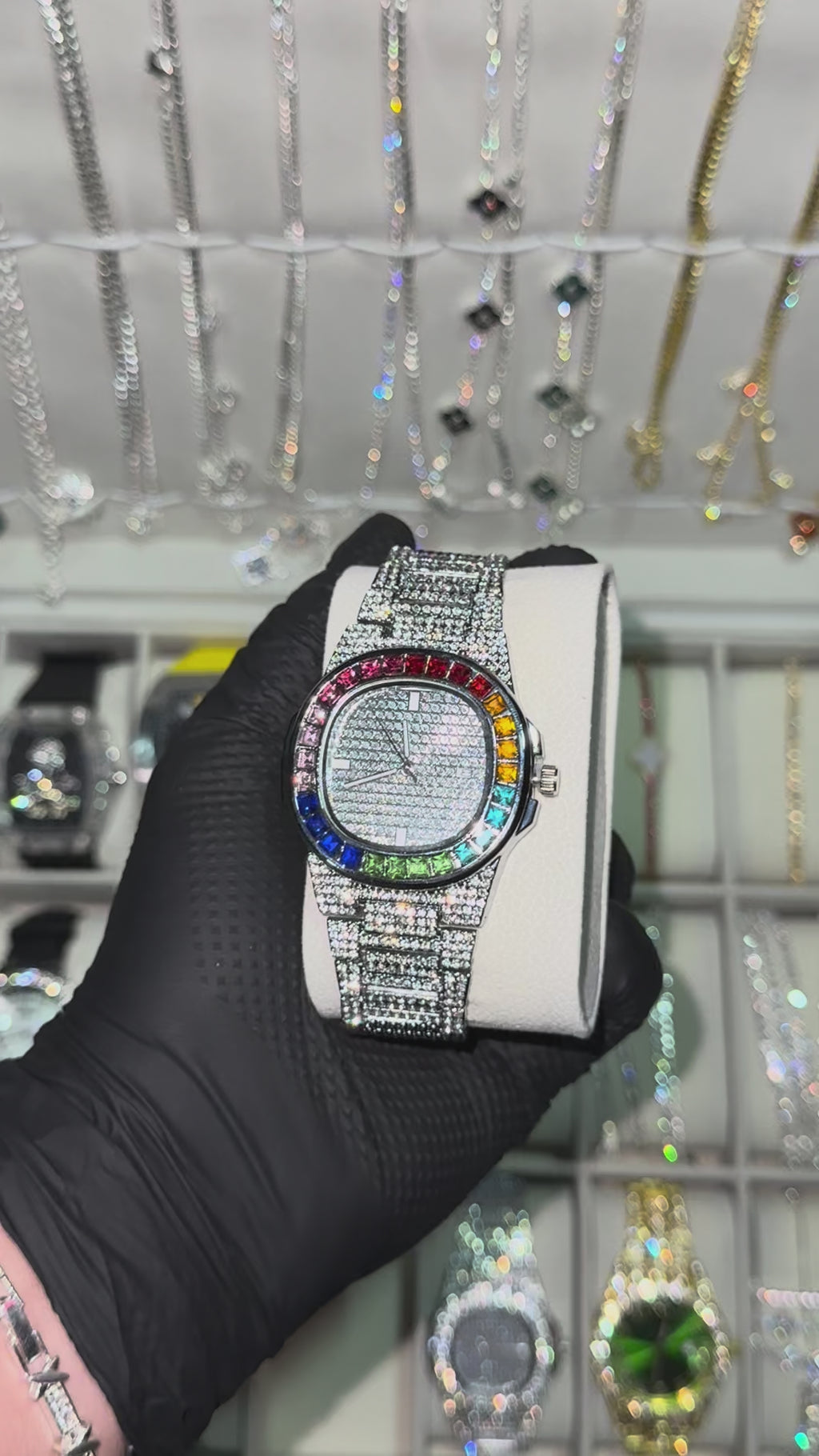Reloj de hombre completo de brillos con colores
